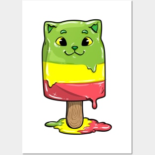 Funny cat as a popsicle Posters and Art